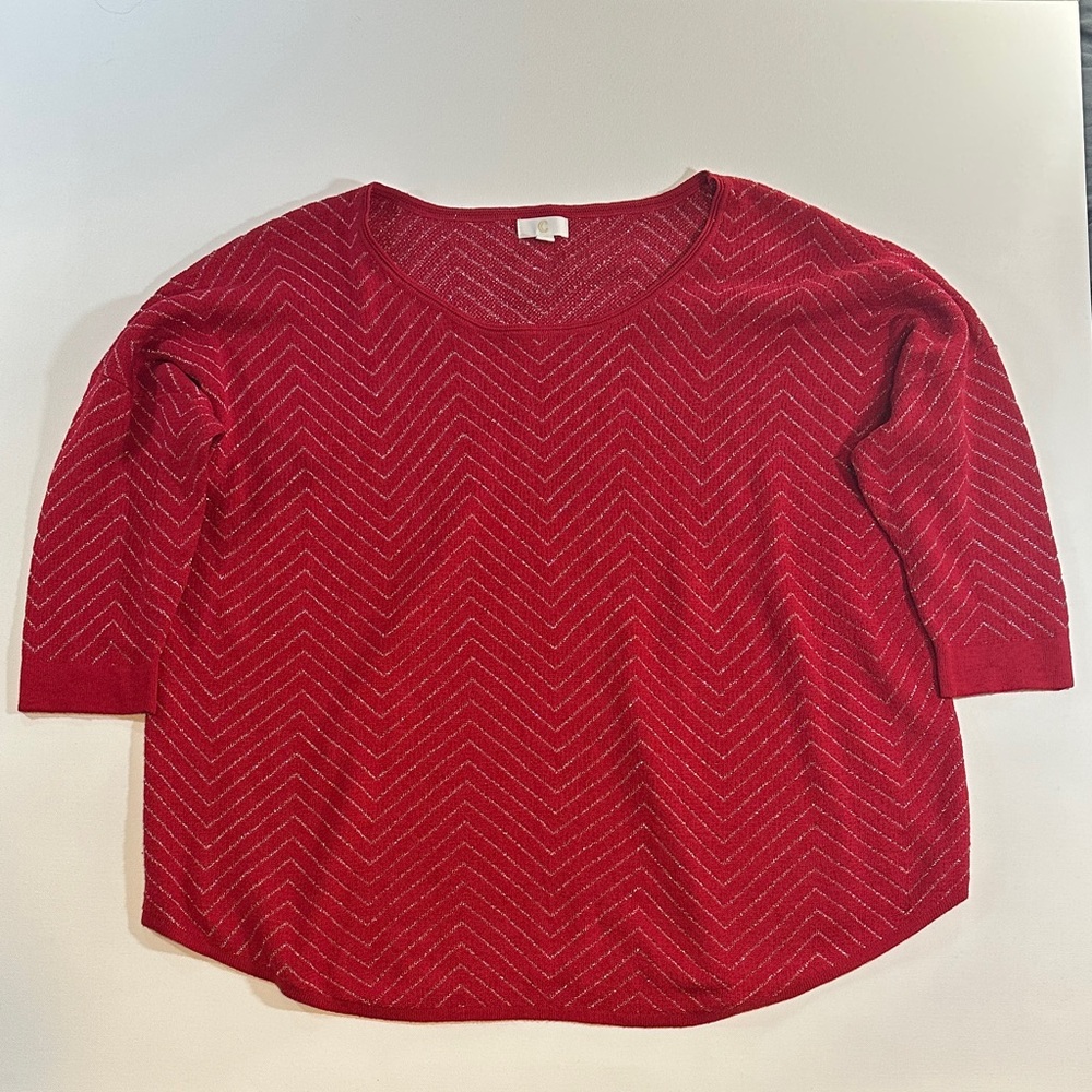 Red Chevron Pattern Lightweight Sweater Women’s XL